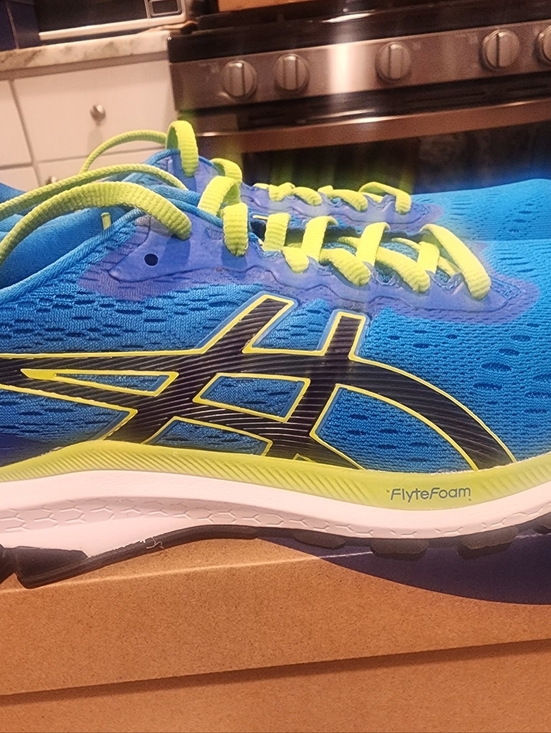 Asics Other - Asics Blue Gel Express with Neon Yellow Running Shoes